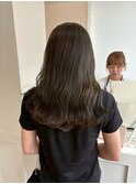 透け感オリーブグレーニュアンスカラーゆるふわウェーブ巻き
