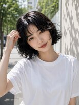 ノラ シブヤ(NORA)&nbsp;小顔ミディアムパーマミディアムデジタルパーマボブパーマ前髪