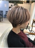 大人可愛い20代30代40代小顔ワンサイドショートボブ丸み前下がり