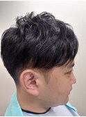 前髪アシメ ツーブロック ショート ビジネスマン 学生、黒髪