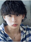 サーフカール/ 刈り上げセンターパート/ブルーブラック[新宿駅]