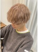 ミルクティーブロンド無造作マッシュ