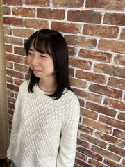 ロングボブナチュラルブラック髪質改善トリートメント【呉広島】