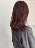 ミディアムヘア ミディアムレイヤー レッドブラウン 秋ヘア 横浜