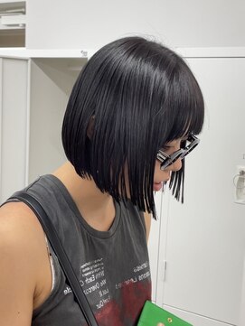 サロンドジョー(salon de joe) 【井上】ボブブルーブラック艶ボブ癖毛ボブ縮毛強制