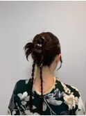 お呼ばれヘアセットショートボブ結婚式二次会ハーフアップ