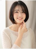 小顔シースルーバング艶感ストレート丸みボブディY戸頭30代40代