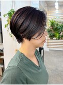 大人ショートボブ/前下がり/前髪なし/30代40代50代