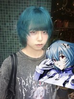 オルン(ORGN.)&nbsp;綾波風ショートカット ターコイズカラー ブルー ミント