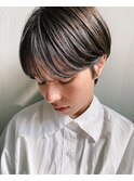 斜めバング/グレージュカラー/デザインカラー/シルキーベージュ