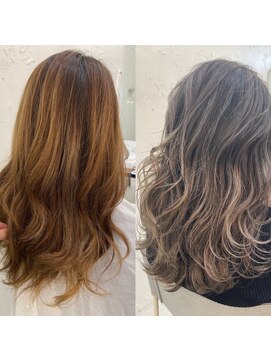 ロミー 本厚木(ROMMY.) 【ミディアム】大人可愛いバレイヤージュ/ハイライト/グレージュ