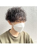 波巻きパーマ×無造作マッシュ
