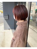 ミニボブ×ピンクブラウン