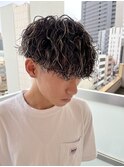 メンズマッシュ波巻きパーマメッシュ刈り上げツーブロツイスパ