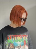 10代20代30代ぱつっとハイトーンオレンジボブ