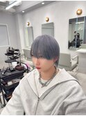 マッシュウルフ×シルバーアッシュ/ブリーチデザイン/メンズ