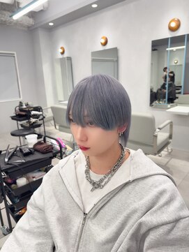 ポプルス(popls) マッシュウルフ×シルバーアッシュ/ブリーチデザイン/メンズ