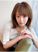 ベージュブラウン/前髪カット/小顔カット/レイヤーカット/30代