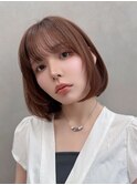 ボブレイヤーボブカットワンカールボブ前髪あり縮毛矯正髪質改善