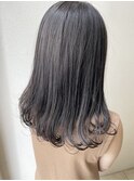 アッシュグレージュ/くすみ＆艶カラー/セミロング