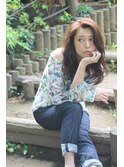 クーポンあり！可愛いエアリーロングをレッドブラウンカラーで♪