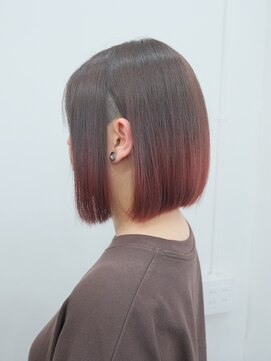 アーシェ 横浜店(A'SHE) ボブ×赤グラデーション×シークレットツーブロック