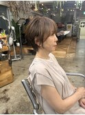 夏カラー白髪ぼかしベージュ×ショートスタイル