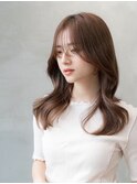 大人かわいい前髪セシルカットココアブラウンフリンジウェーブ