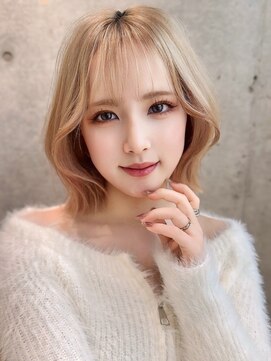 ロンドミラー 博多店(Lond Mirror) 韓国風レイヤーカット小顔ボブルフ/ハイトーンダブルカラー/博多
