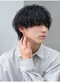 原宿緩めツイストスパイラルパーマメンズカットラウンドマッシュ