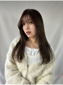 【透明感カラー×顔まわりカット】ベージュ／韓国風／垢抜け
