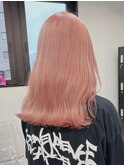 ba1584透明感ダスティ―ピンクブリーチオンカラーオレンジピンク