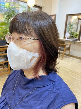 ギフト ヘアー サロン(gift hair salon) 長め大人ボブ×インナーピンク