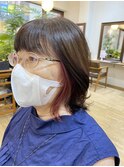 長め大人ボブ×インナーピンク