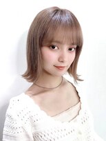 ボブウルフ外国人風カラーココアベージュ透明感20代30代40代