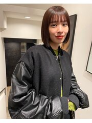 20代30代大人可愛い前髪チョコレートカラー大人ボブ