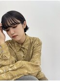 シースルーバング　切りっぱなしボブ　外ハネ