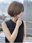 20代30代40代オススメ長めショートボブ　前髪パーマ/黒髮