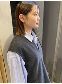 大人可愛い大人美人ふんわり外ハネ小顔カットショコラアッシュ