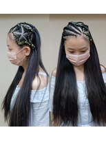 エクステ専門店ミキ 横浜店(MIKI)&nbsp;ダンスイベントヘア星型デザインハーフコーンロウ★原色エクステ