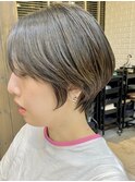 大人ショートボブ丸みショートカットマッシュショート前髪あり