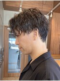 調布メンズパーマセンターパートツイストスパイラルパーマカット