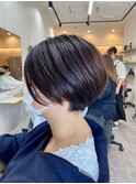 大人可愛い/黒髪前下がりショートボブ丸みショート/抜け感ヘア