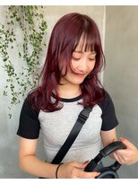 テトヘアー(teto hair)&nbsp;チェリーレッド　ワインレッド　カシスカラー　レイヤー　赤