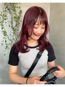テトヘアー(teto hair) チェリーレッド　ワインレッド　カシスカラー　レイヤー　赤