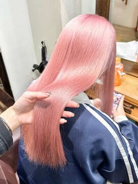 ロア 福岡天神本店(LORE) ダブルカラーミルクティーピンクベージュカラーハイトーンカラー