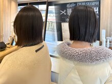 アース 三軒茶屋店(HAIR&MAKE EARTH)の雰囲気（トレンドのぷつっとしたラインを残したボブも人気です。）