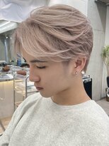 サンクマーケット 渋谷(cinq MARKET) 韓国メンズピンクベージュミルクティーカラーセンターパートヘア