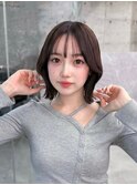 黒髪韓国小顔レイヤーイメチェン暗めオリーブグレークラゲヘアー