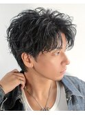 アップバングショートセンターパート波巻きツイストスパイラル